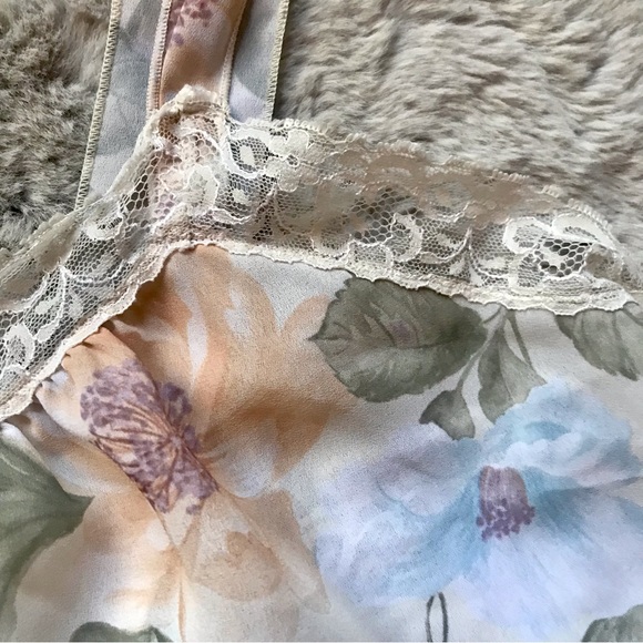 Vintage Private Luxuries slip nighgown floral print with lace and now front XL - Picture 6 of 7